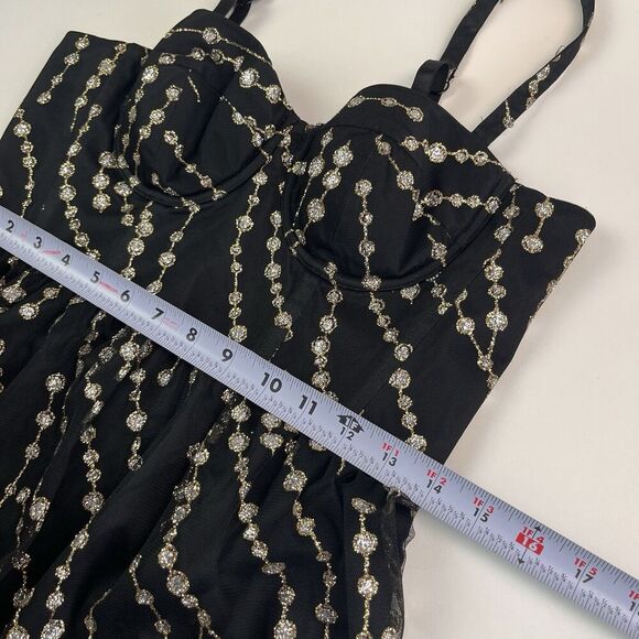 Moda International Y2K Corset Mini Dress 6 Sparkly Gothic Whimsigoth grunge - Picture 7 of 12